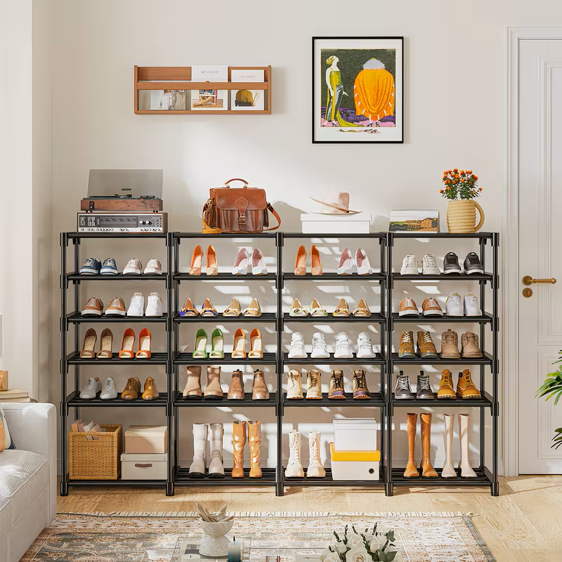 Multi-Layer Shoe Rack Organizer With Entryway Hooks