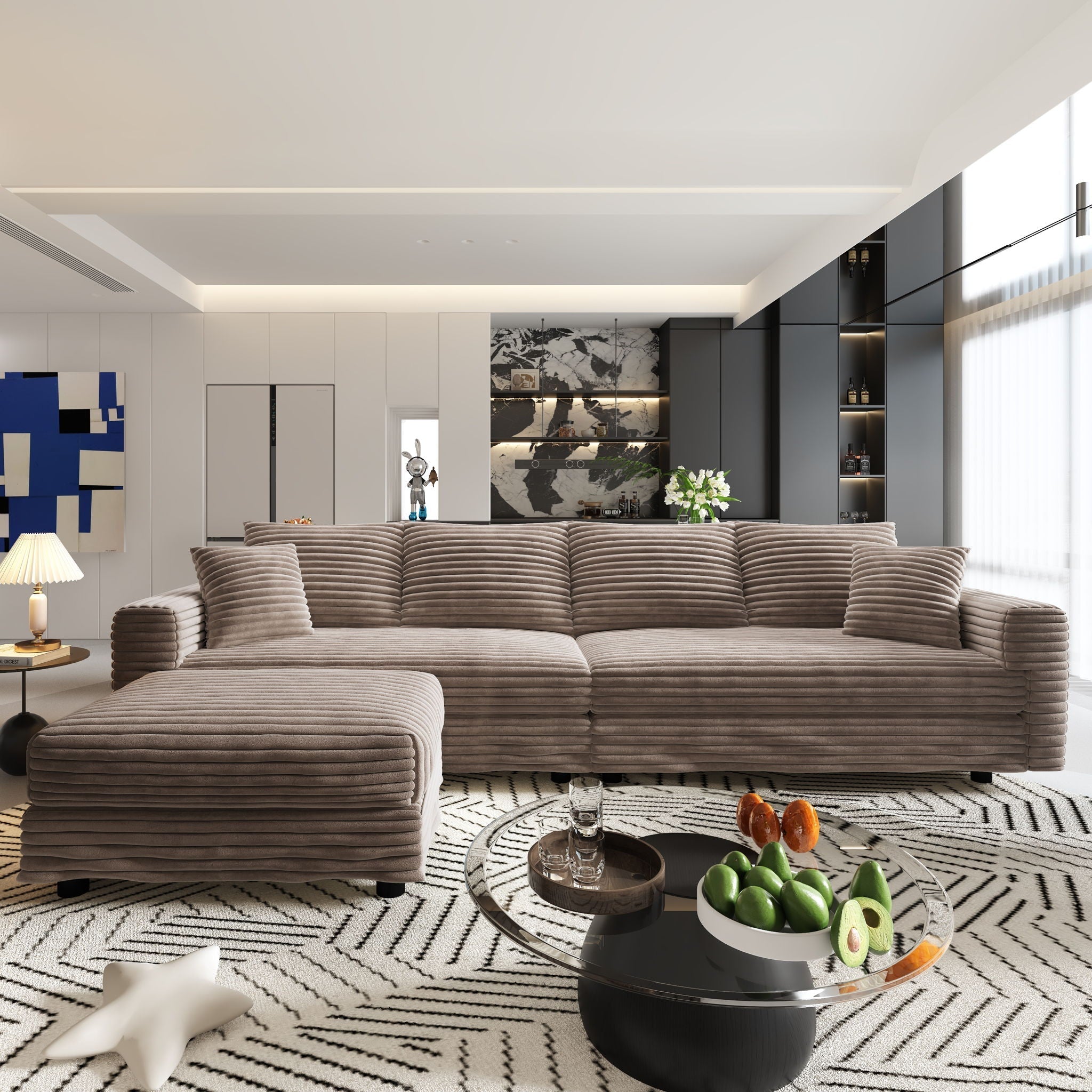 Modern Upholstered Cloud Couch Deep Seat Sofa