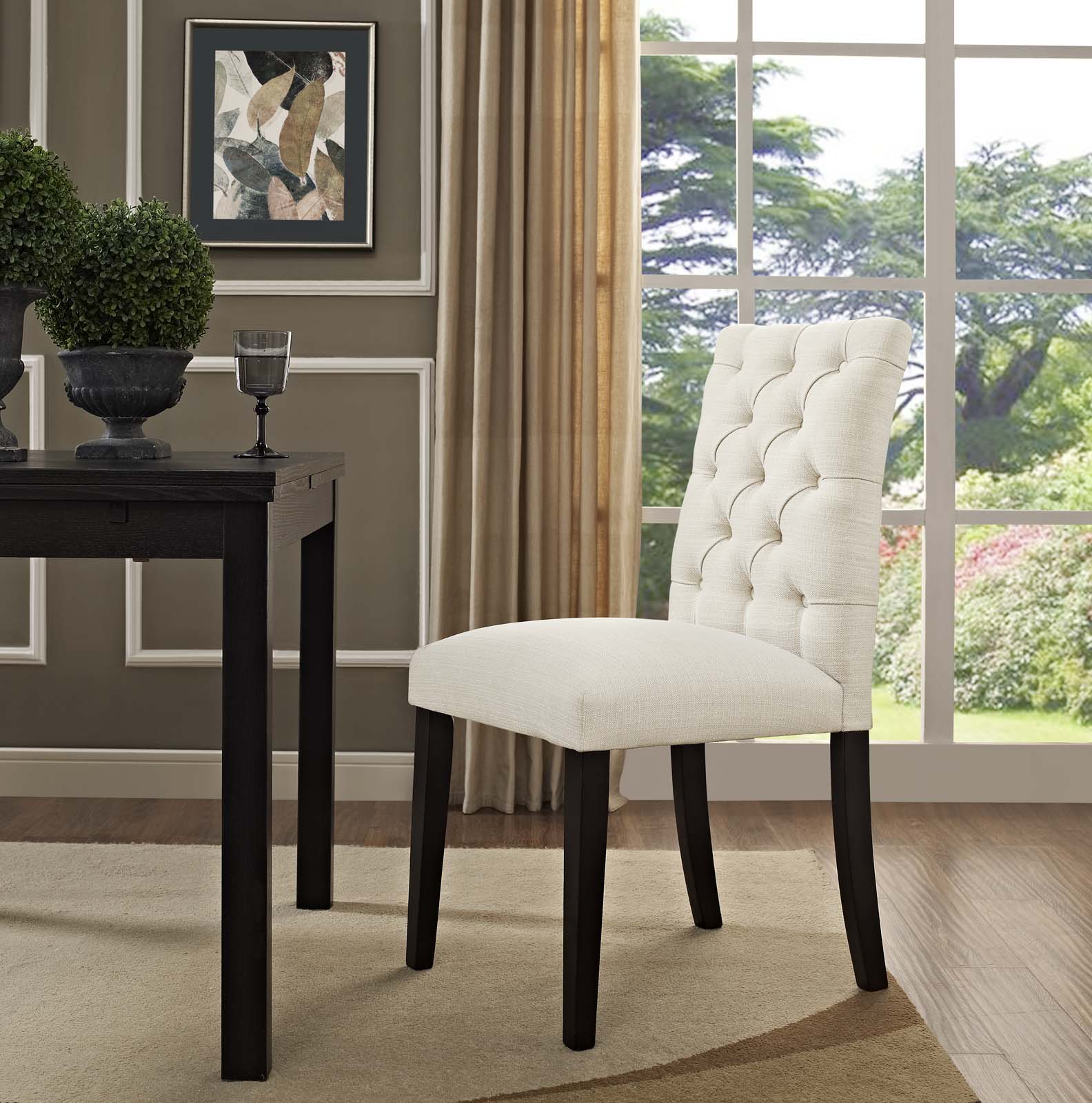 Button Tufted Fabric Dining Chair Modway