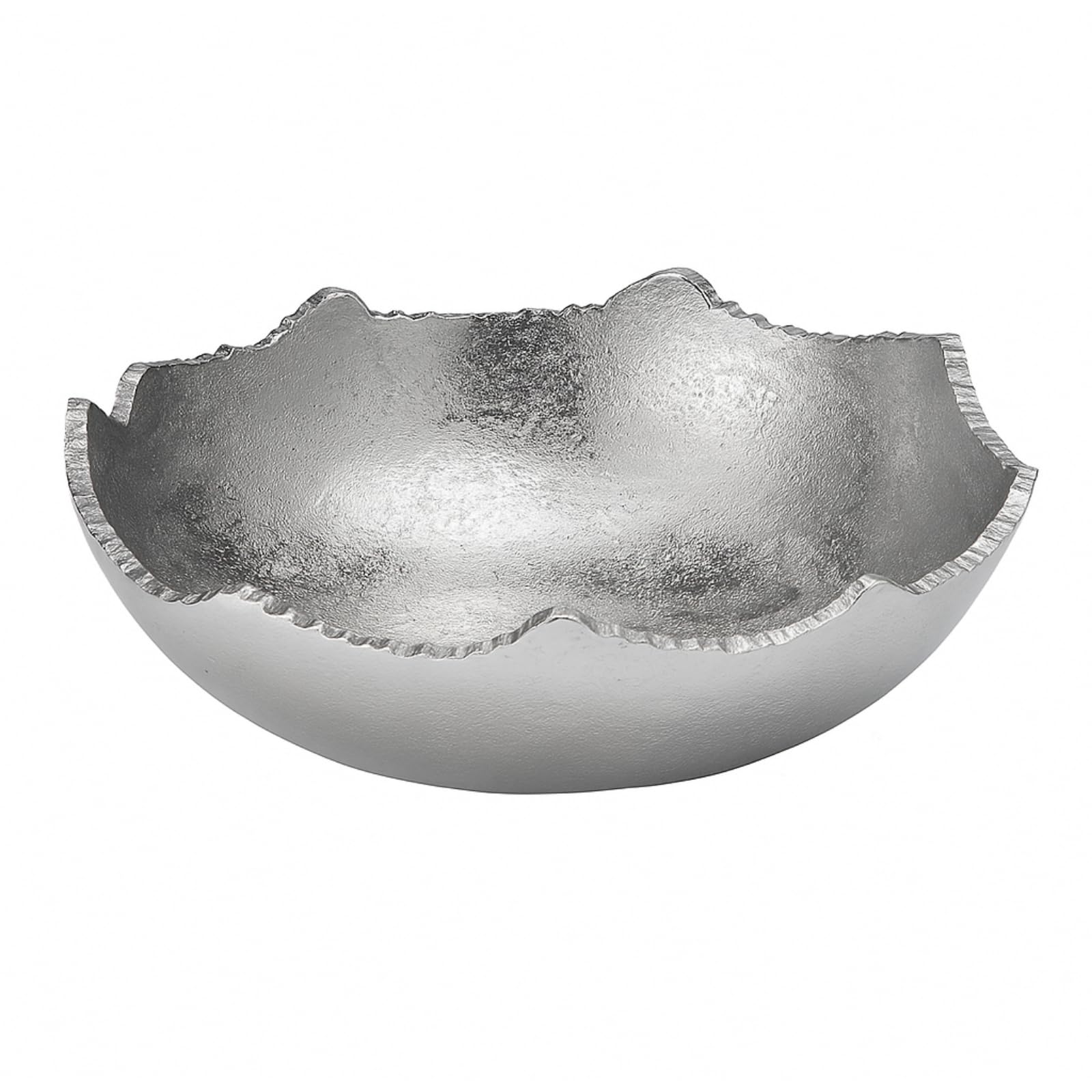 Silver Hammered Metal Moon Decorative Centerpiece Bowl