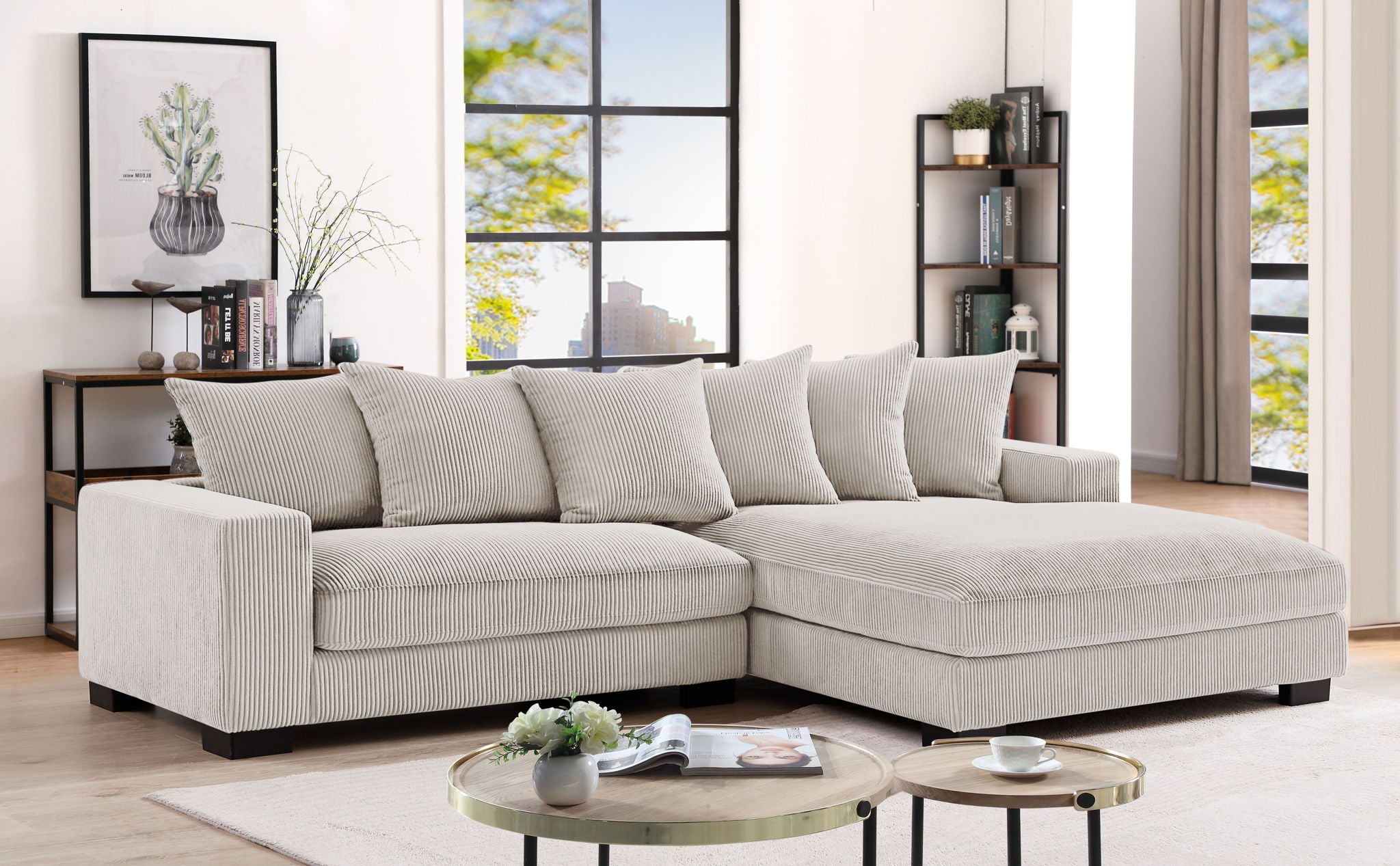 Oversized L-Shaped Sectional Sofa With Chaise