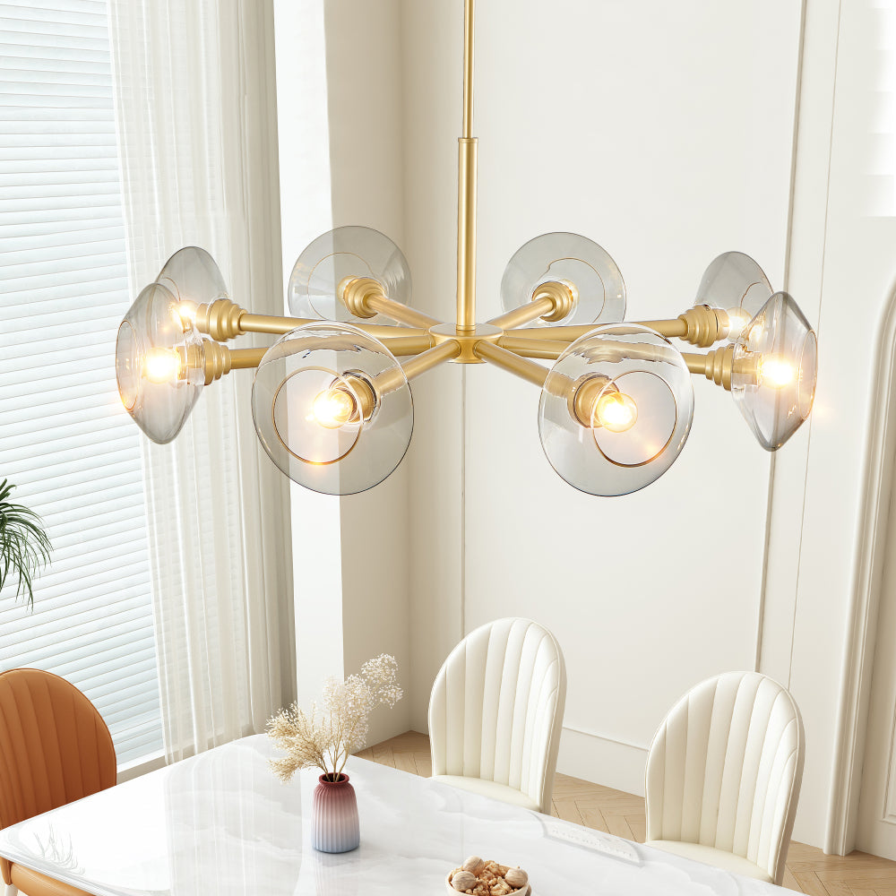 Gold Sputnik Chandelier Mid-Century Modern Glass Pendant