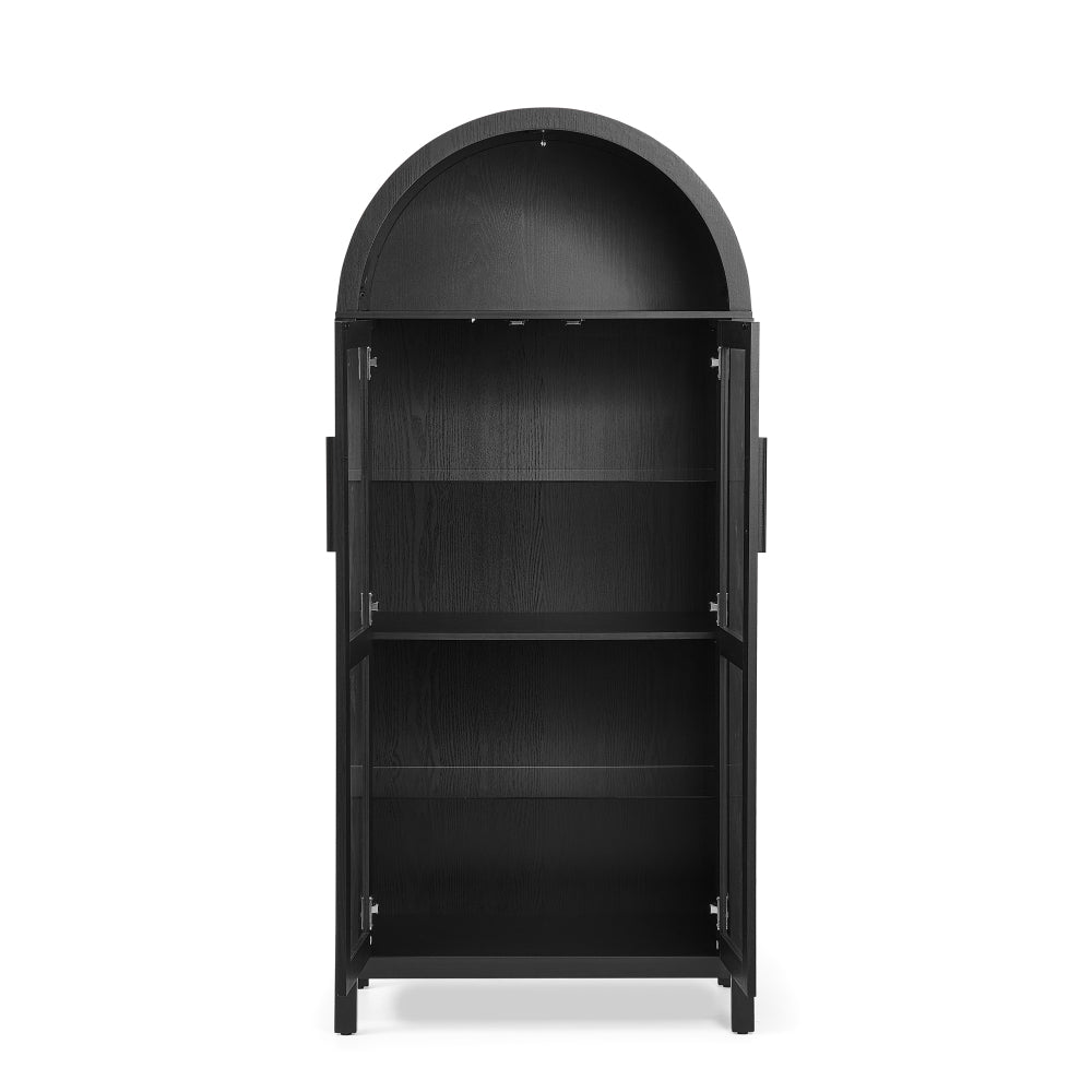 Modern Wood Glass Display Cabinet With LED Light