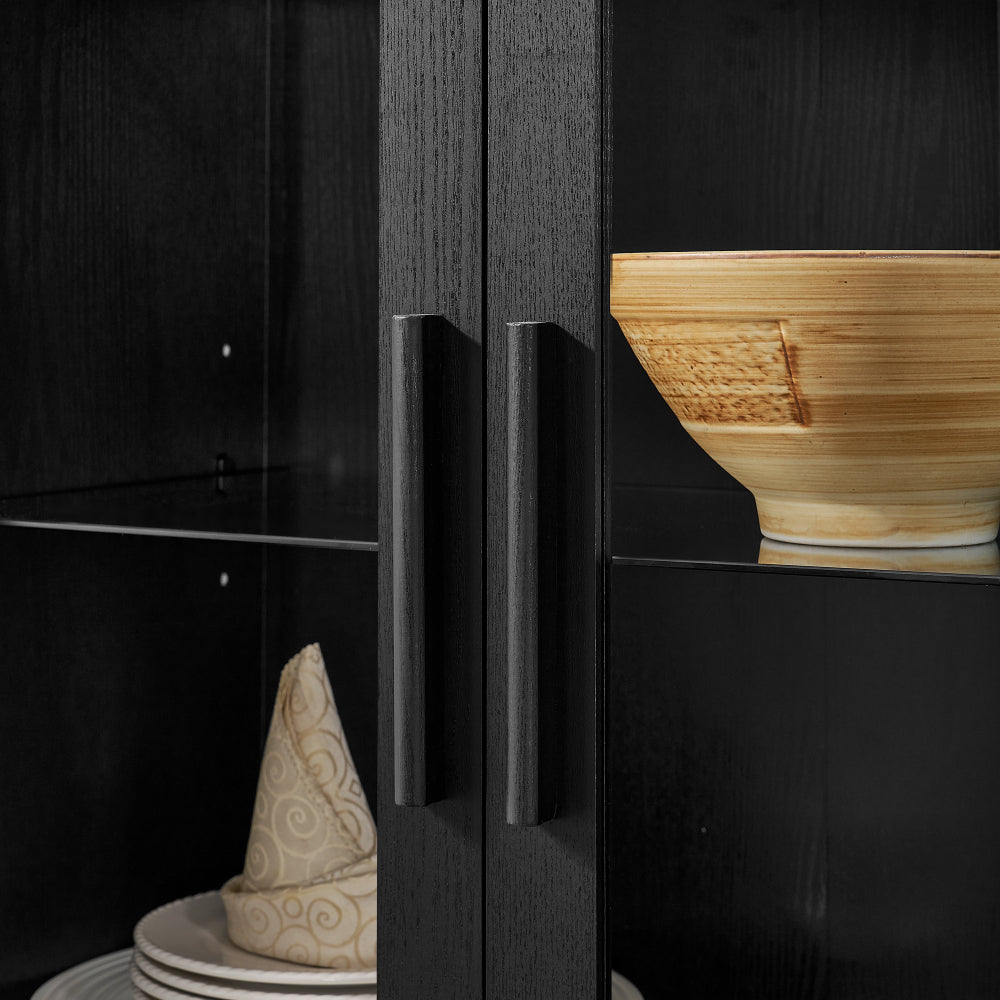 Modern Wood Glass Display Cabinet With LED Light