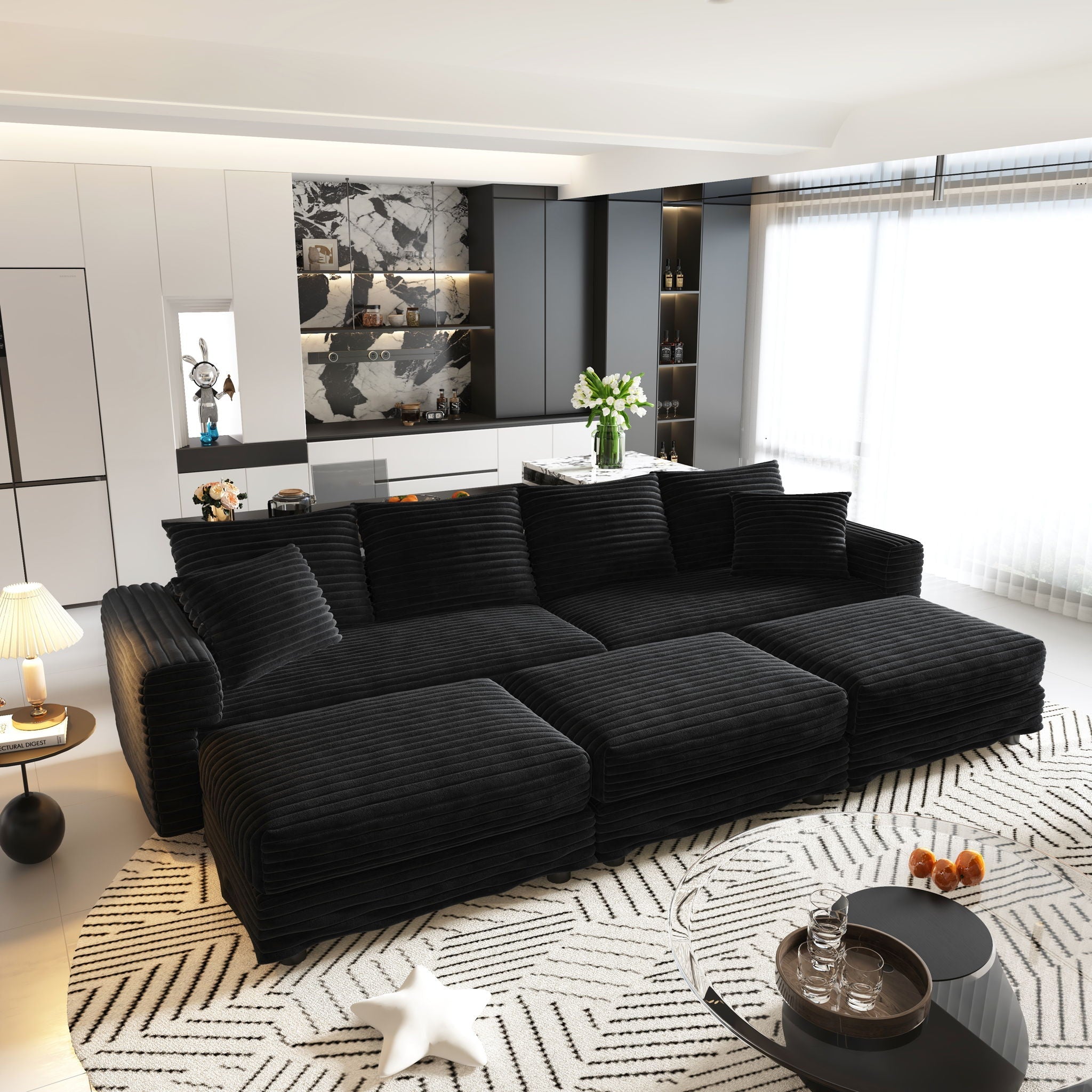 Modern Upholstered Cloud Couch Deep Seat Sofa