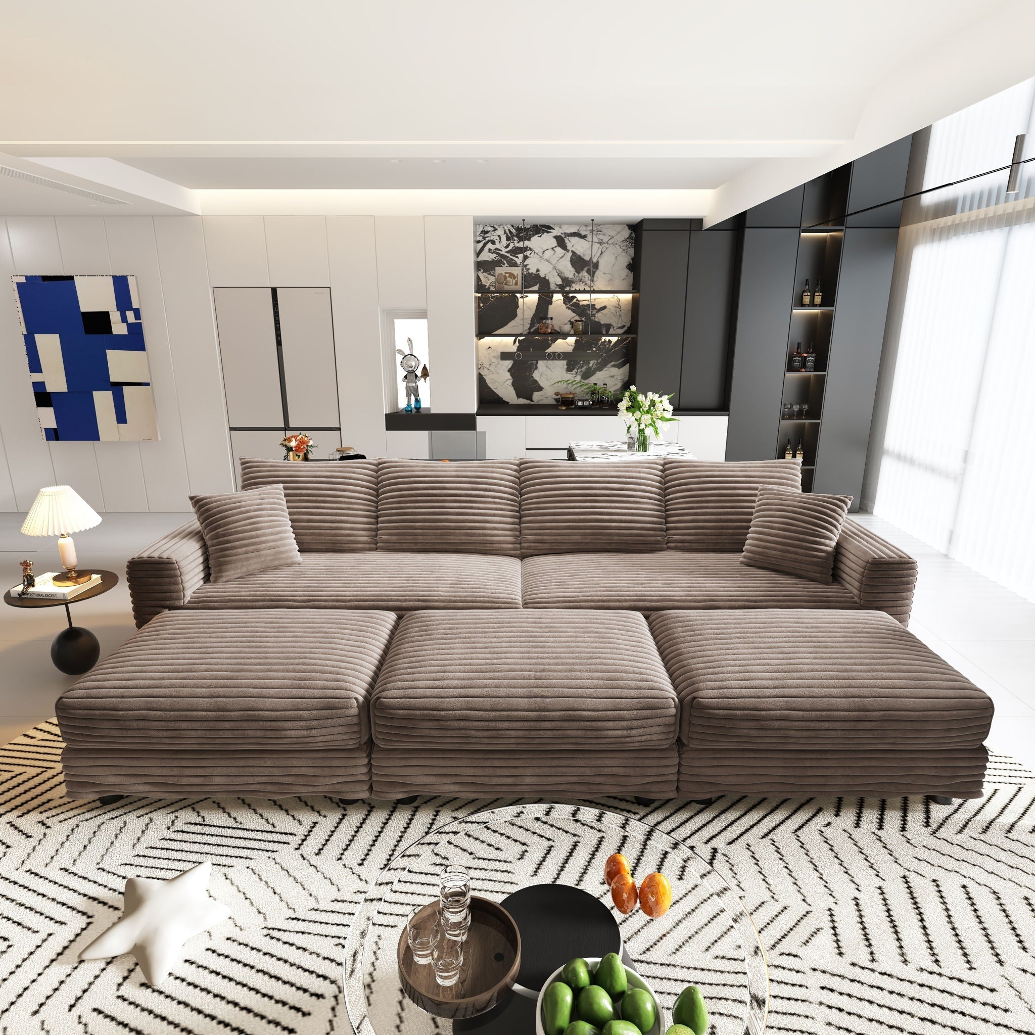 Modern Upholstered Cloud Couch Deep Seat Sofa