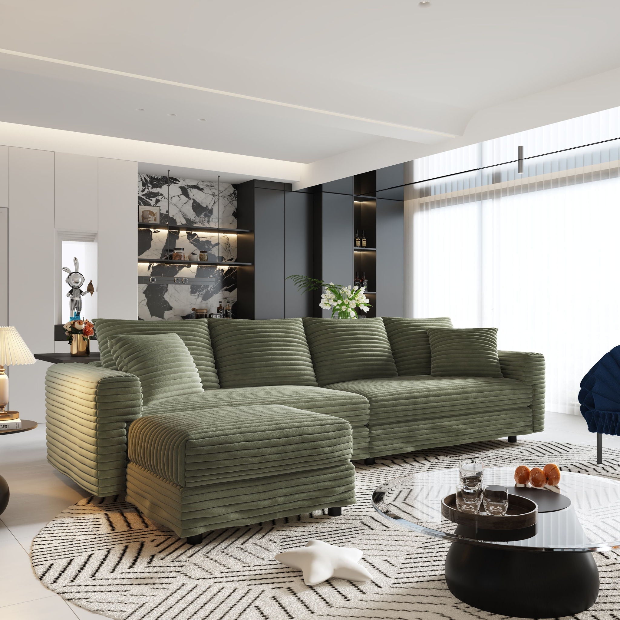 Modern Upholstered Cloud Couch Deep Seat Sofa