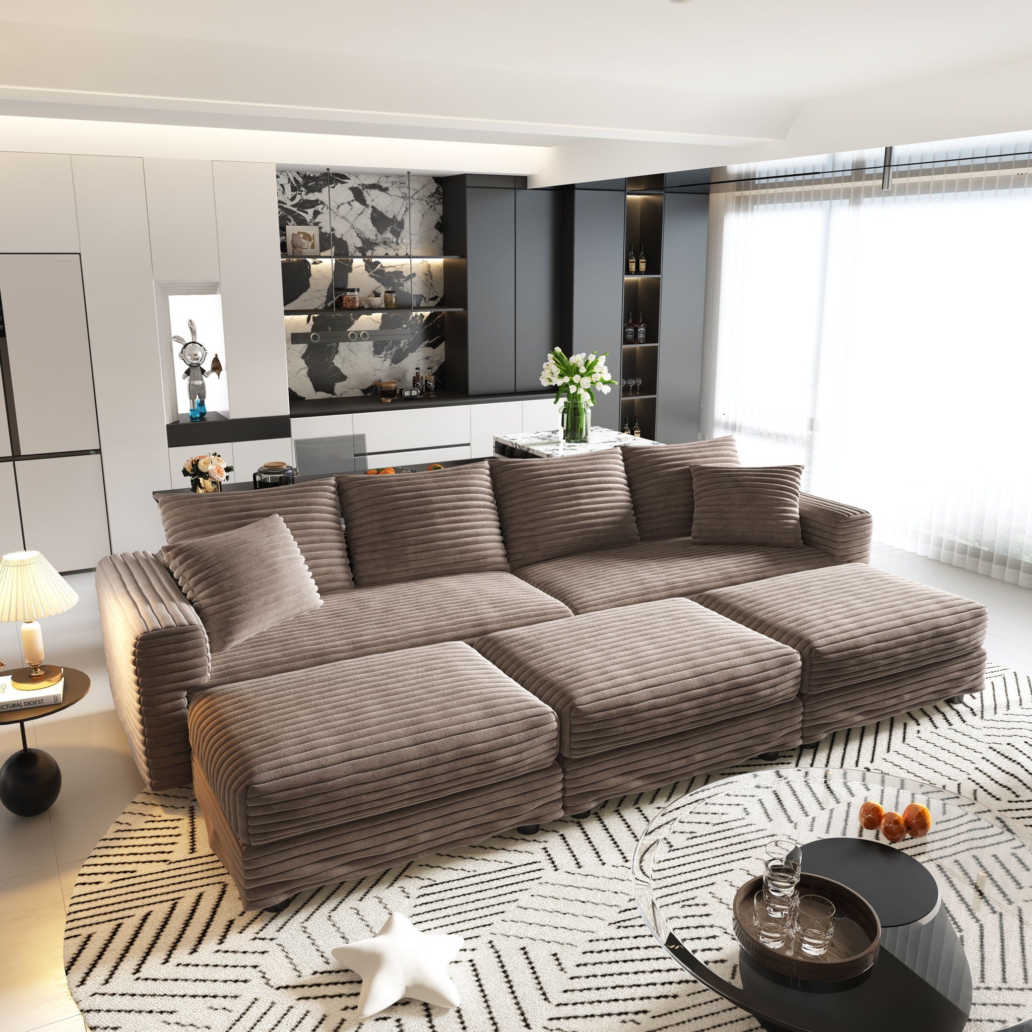 Modern Upholstered Cloud Couch Deep Seat Sofa
