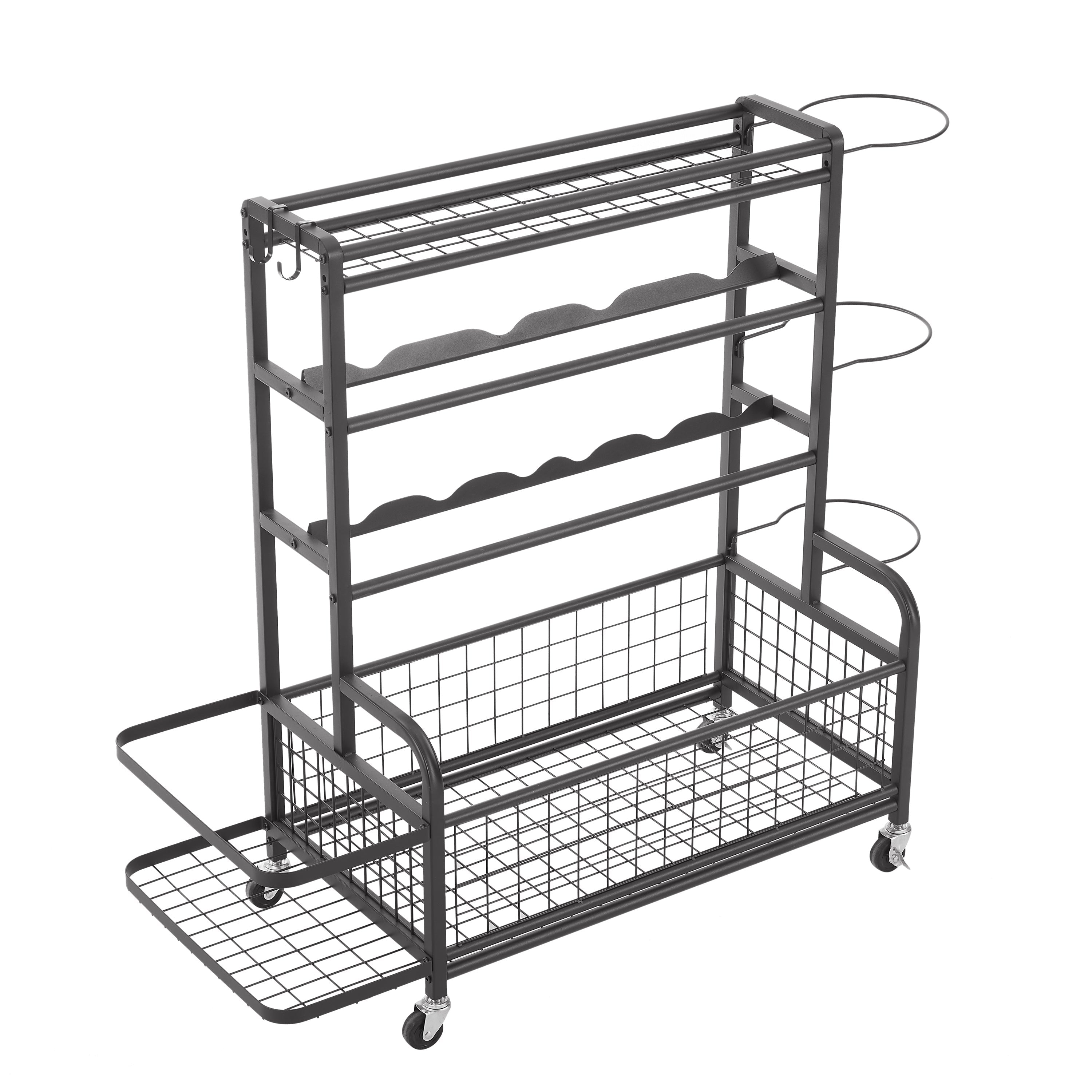 4-Tier Metal Storage Rack With Baskets Hooks