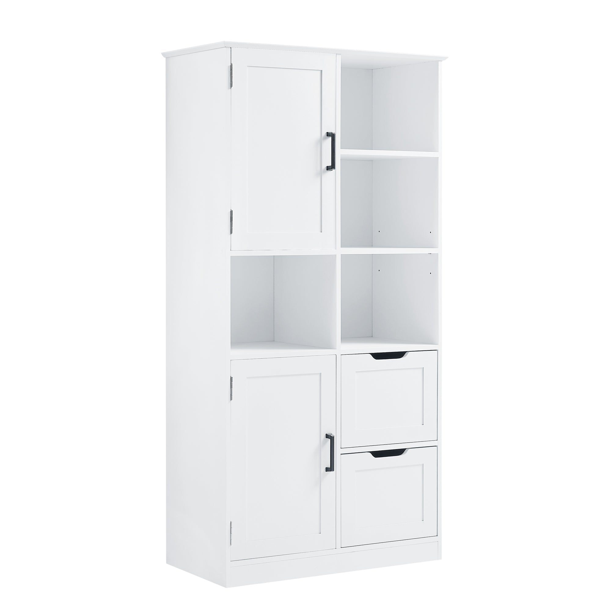 White Bathroom Storage Cabinet With Doors Drawers Shelves