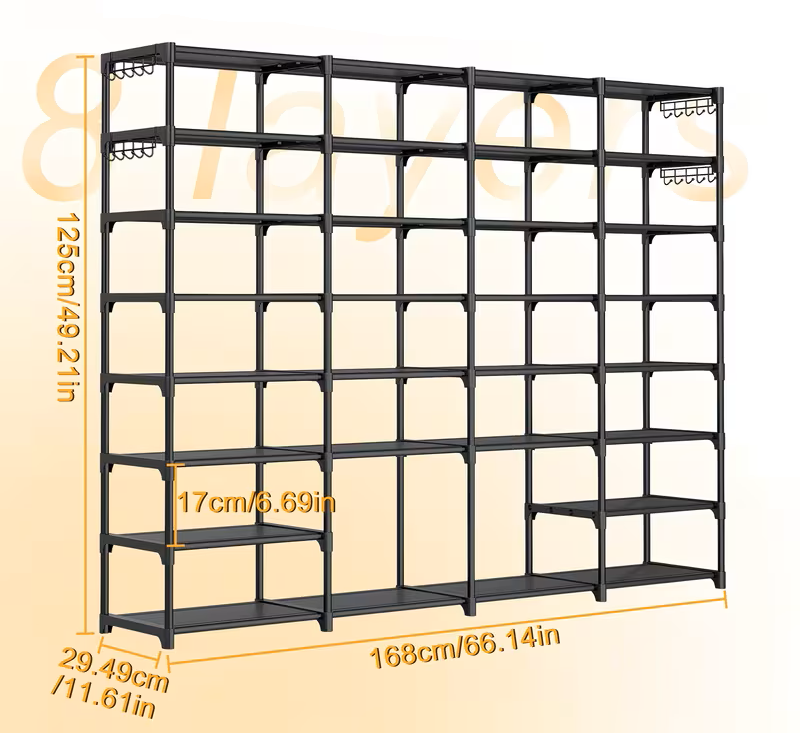 Multi-Layer Shoe Rack Organizer With Entryway Hooks