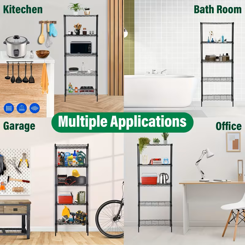 Adjustable Wire Shelving Rack Multi-Tier Storage Organizer