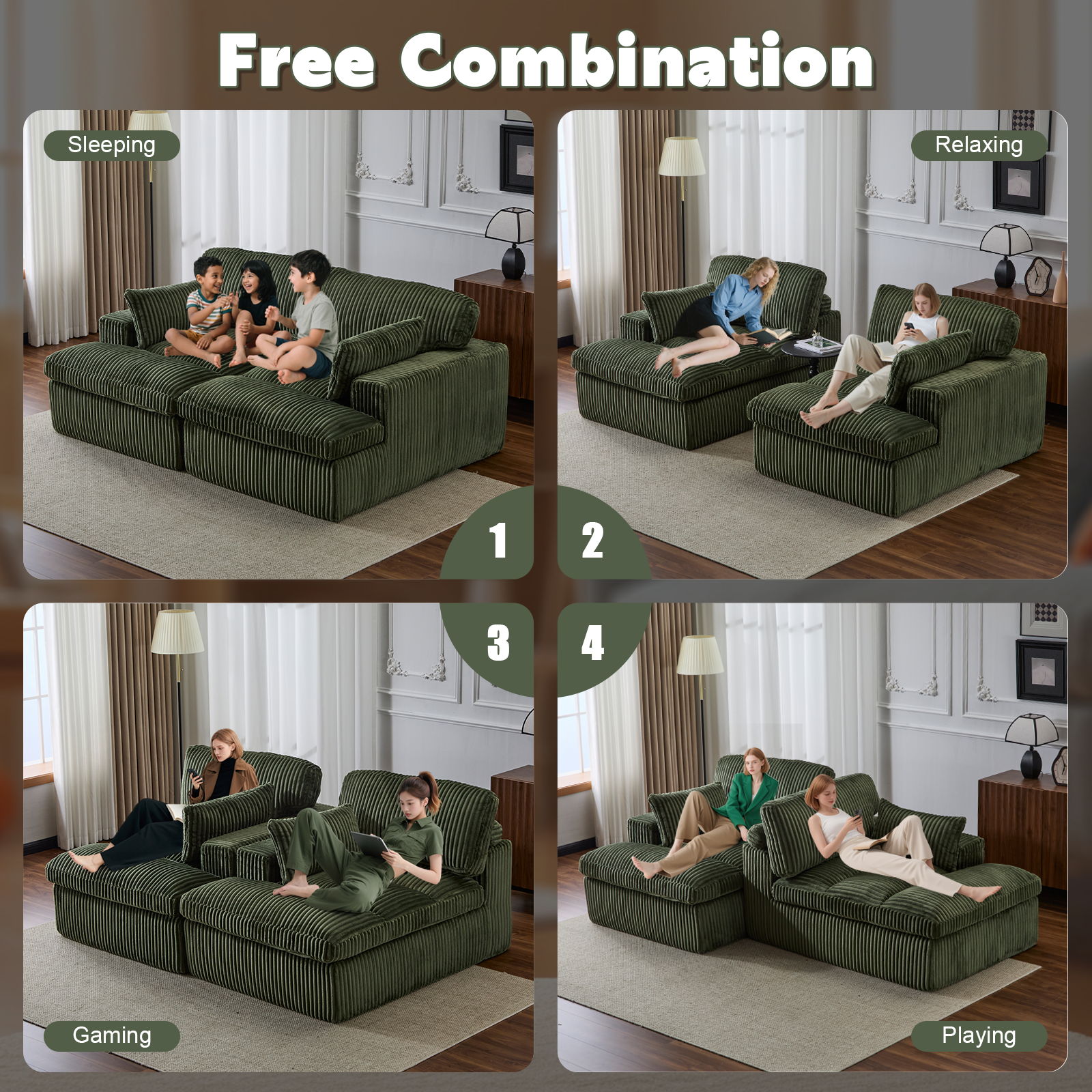 Oversized Double Chaise Lounge Chair Upholstered Cloud Couch