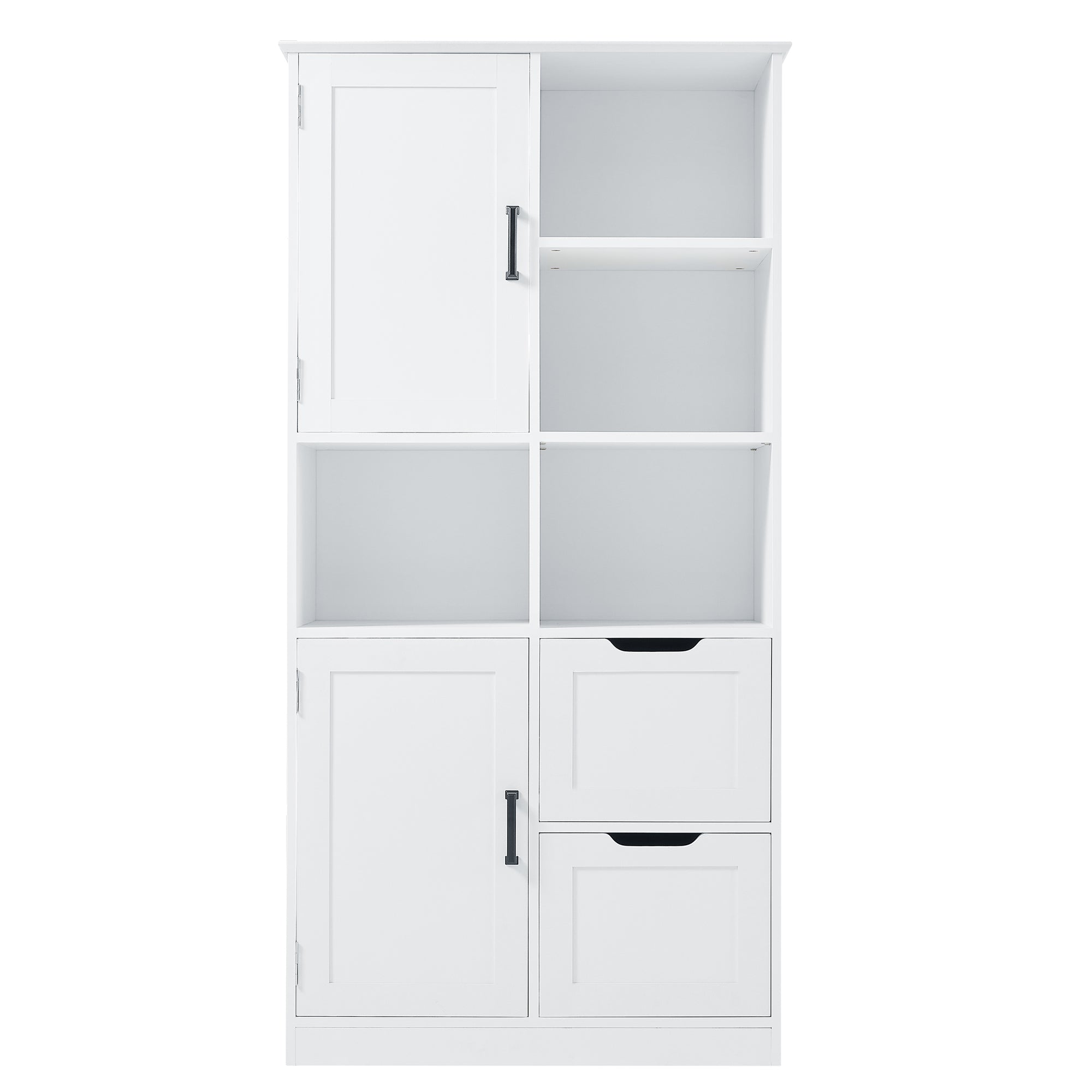 White Bathroom Storage Cabinet With Doors Drawers Shelves
