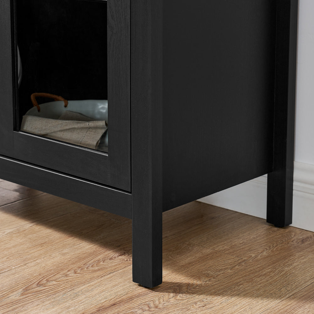 Modern Wood Glass Display Cabinet With LED Light