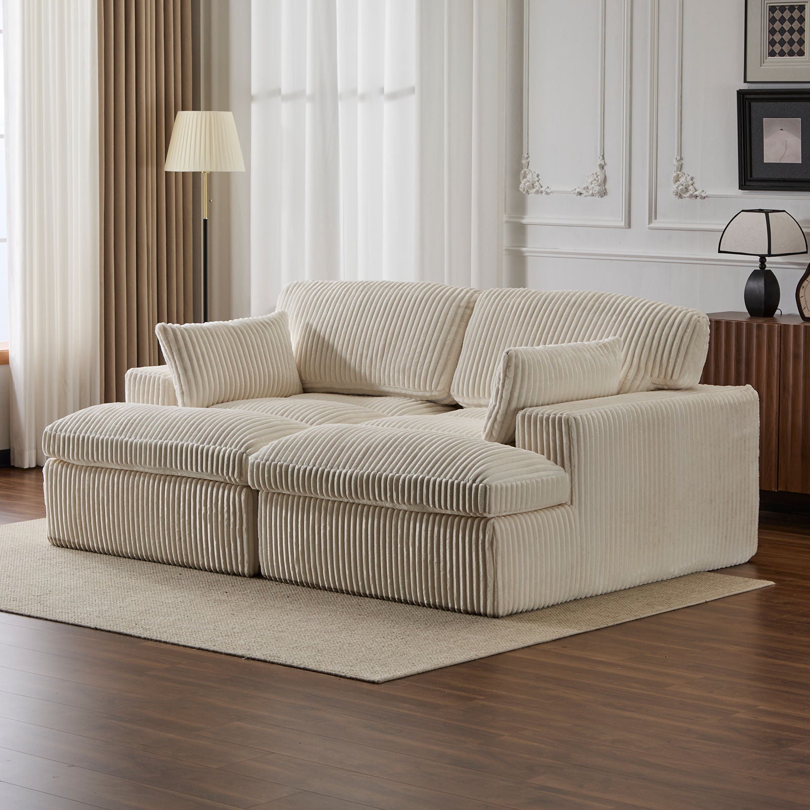 Oversized Double Chaise Lounge Chair Upholstered Cloud Couch