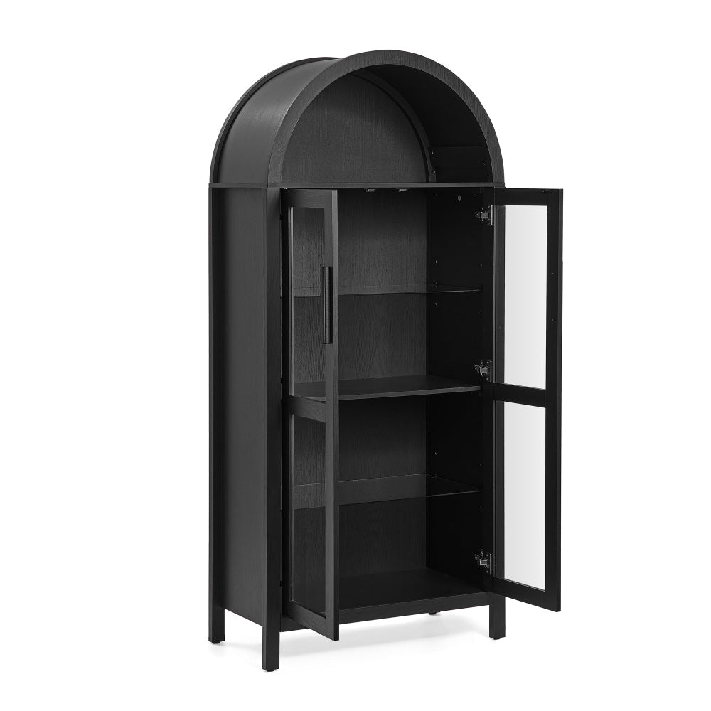 Modern Wood Glass Display Cabinet With LED Light