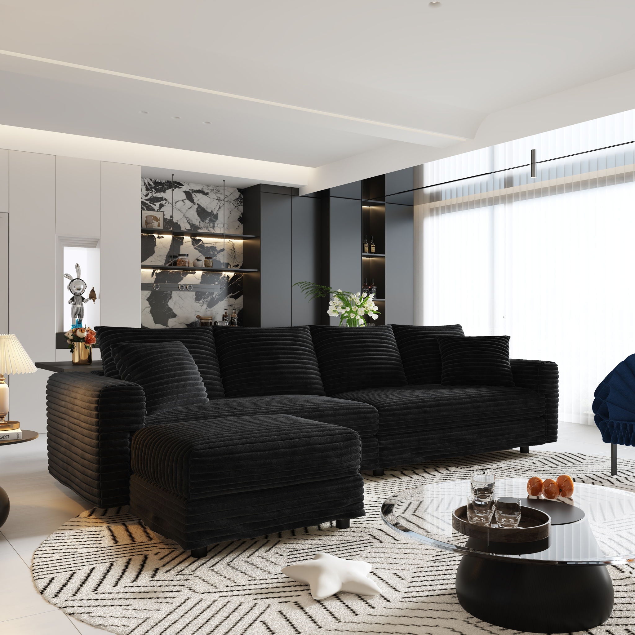 Modern Upholstered Cloud Couch Deep Seat Sofa
