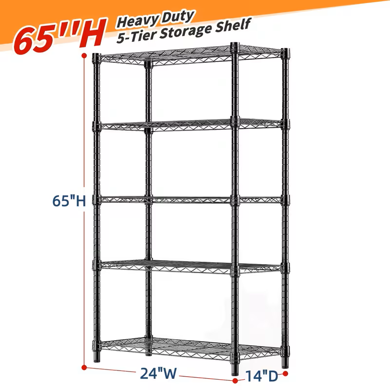 Adjustable Wire Shelving Rack Multi-Tier Storage Organizer