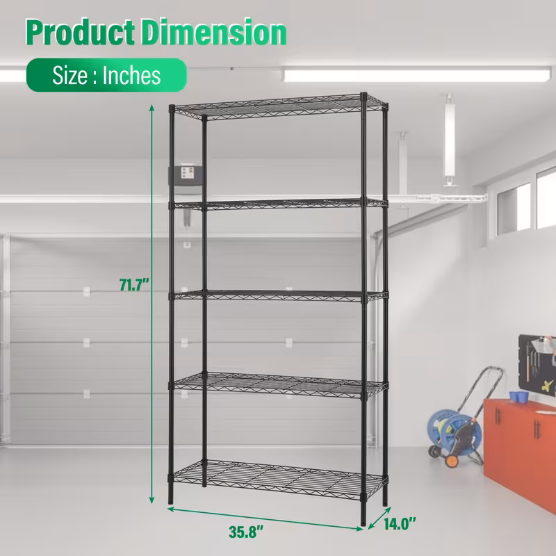 Adjustable Wire Shelving Rack Multi-Tier Storage Organizer