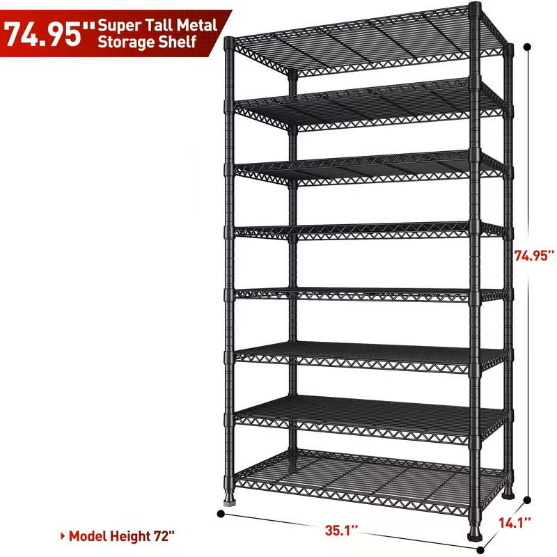 Adjustable Wire Shelving Rack Multi-Tier Storage Organizer