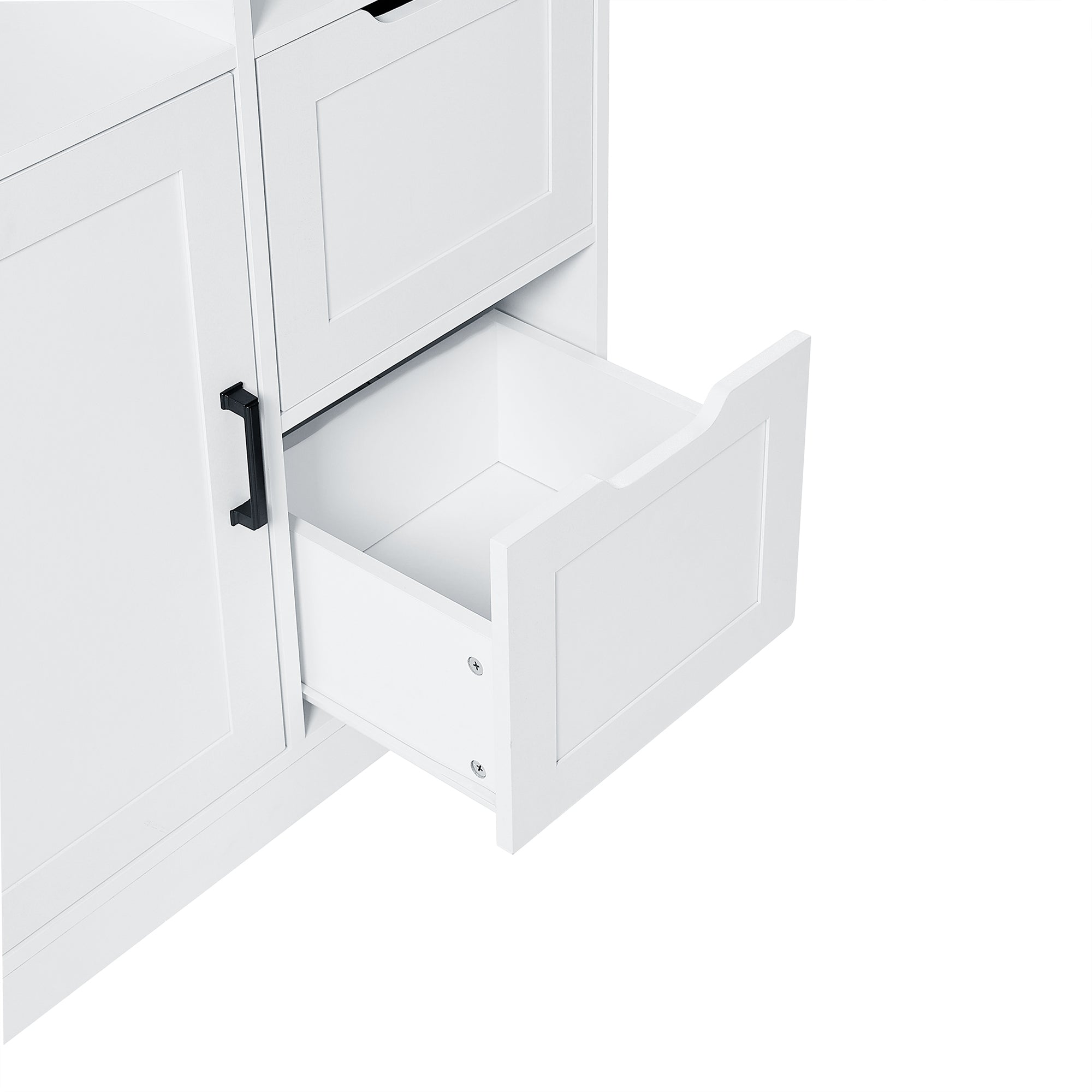 White Bathroom Storage Cabinet With Doors Drawers Shelves