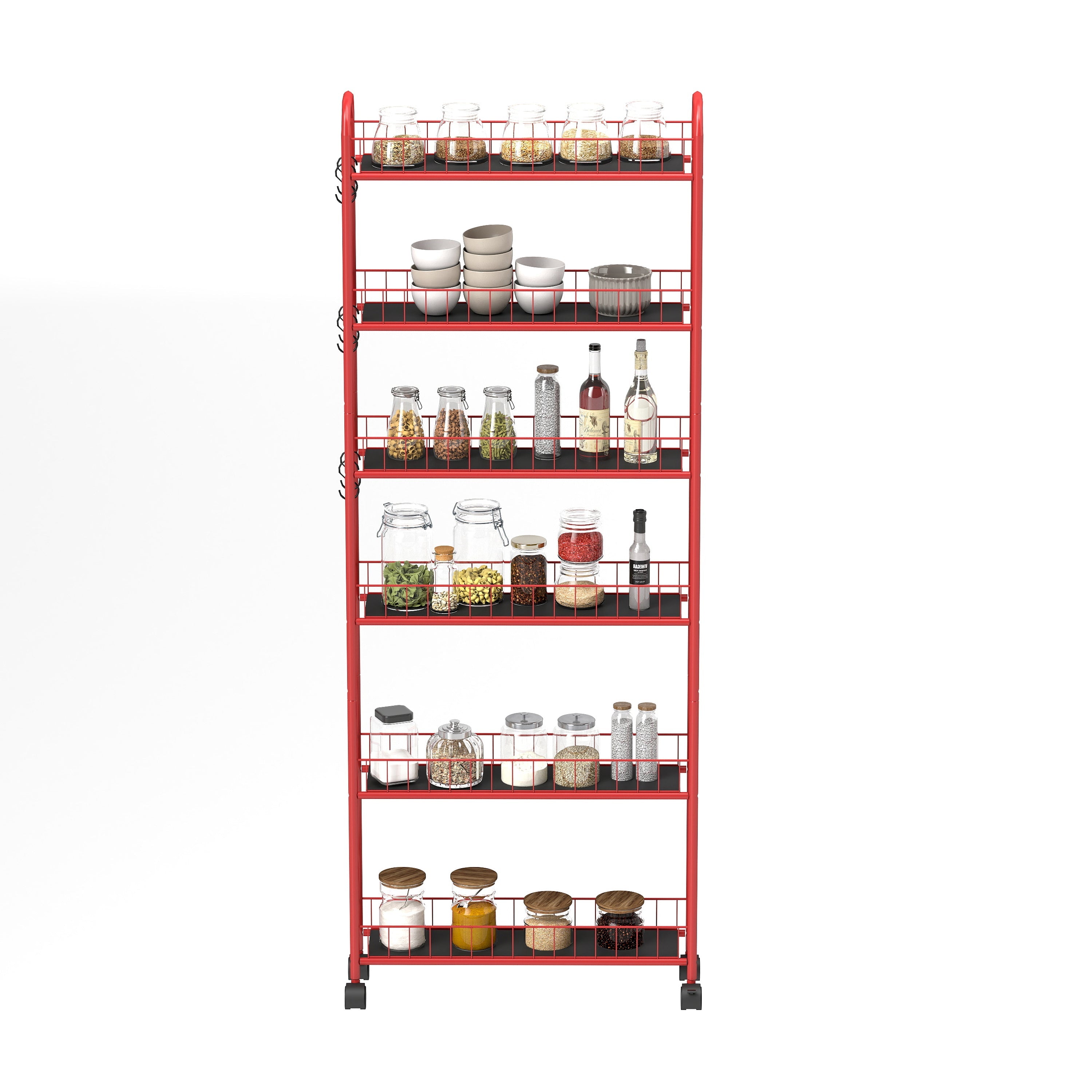 6-Tier Rolling Slim Storage Cart With Wheels Baskets