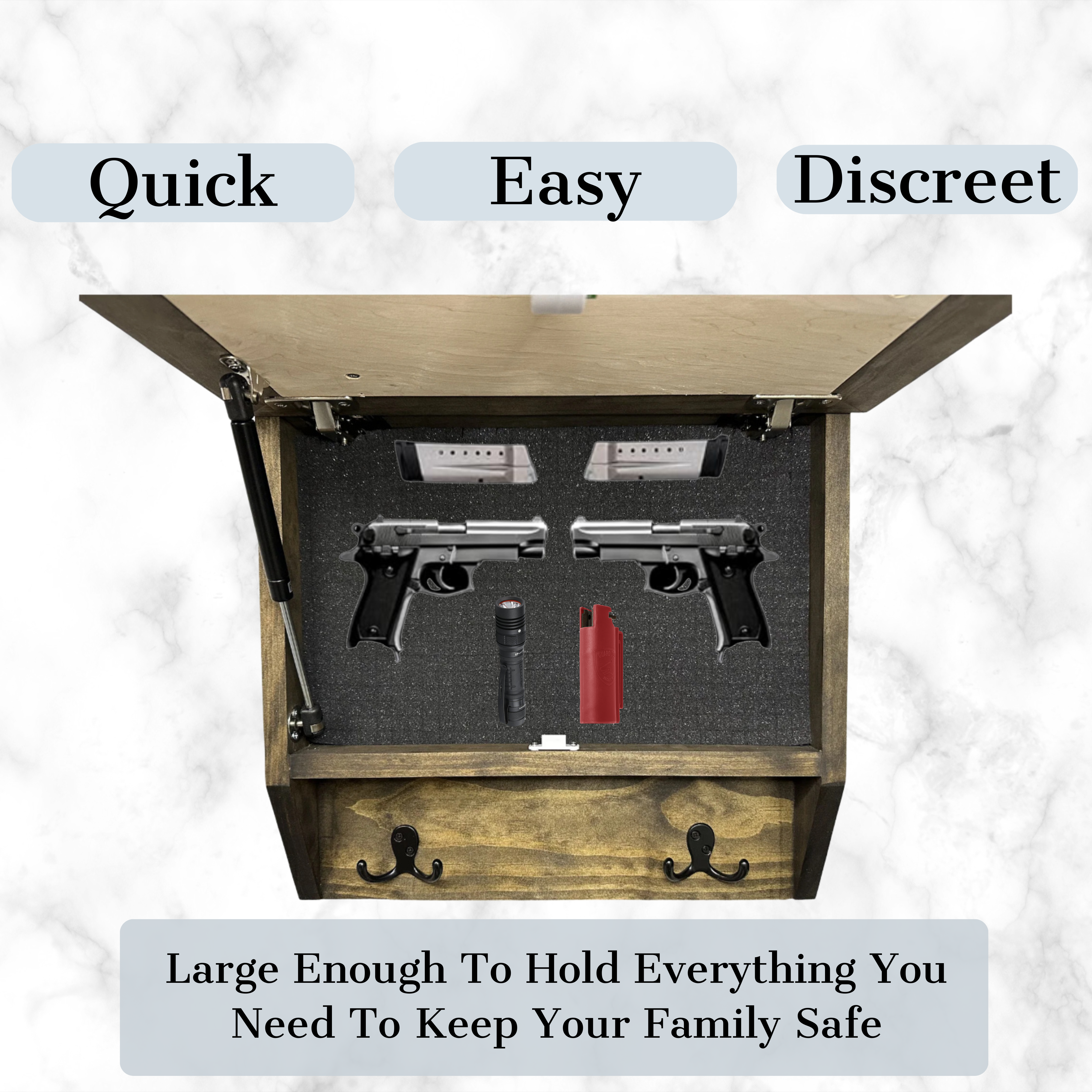 Gun and Roses Hidden Gun Cabinet – Decorative Concealment Coat Rack with Hat & Key Hooks