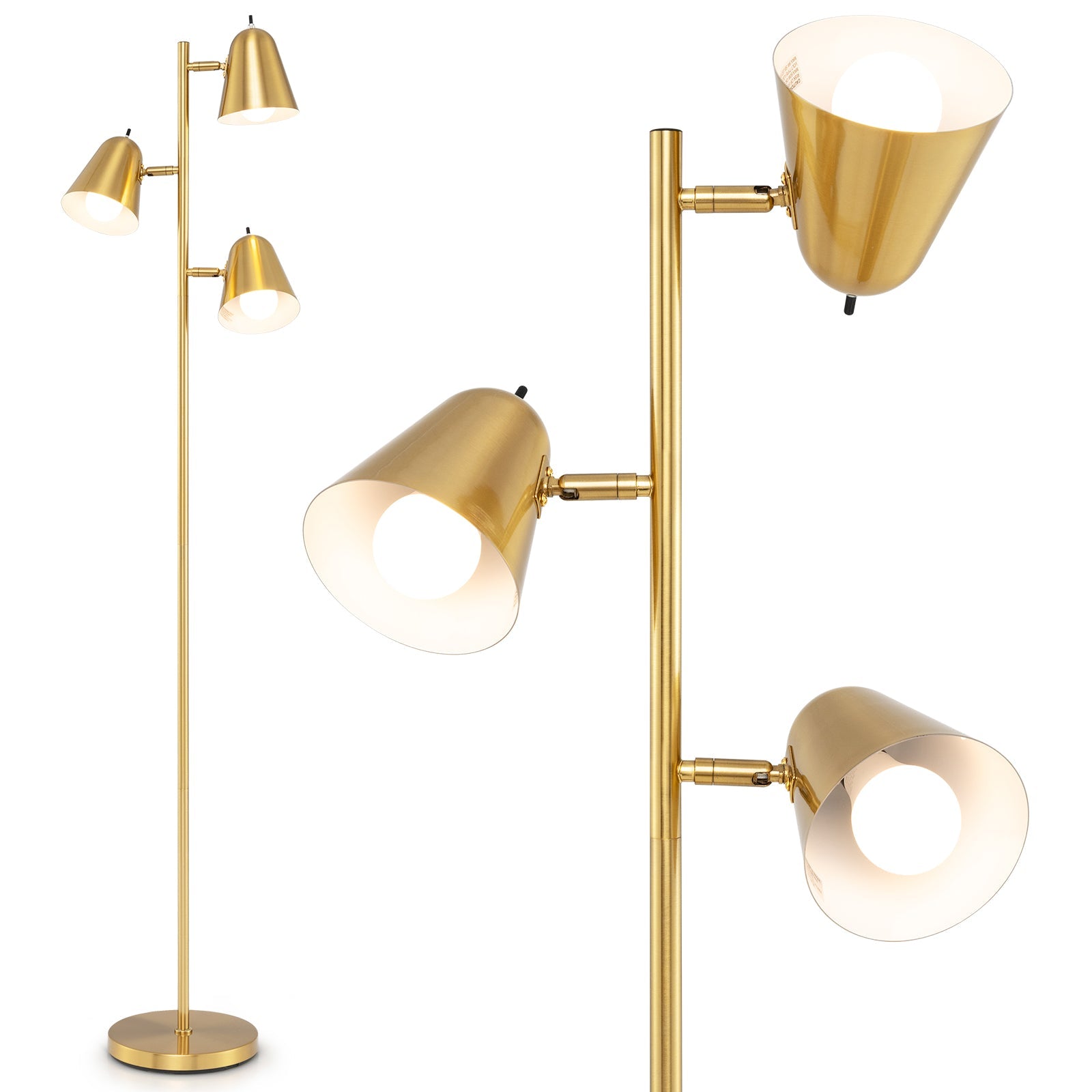 64-Inch 3-Light LED Floor Lamp Reading Light