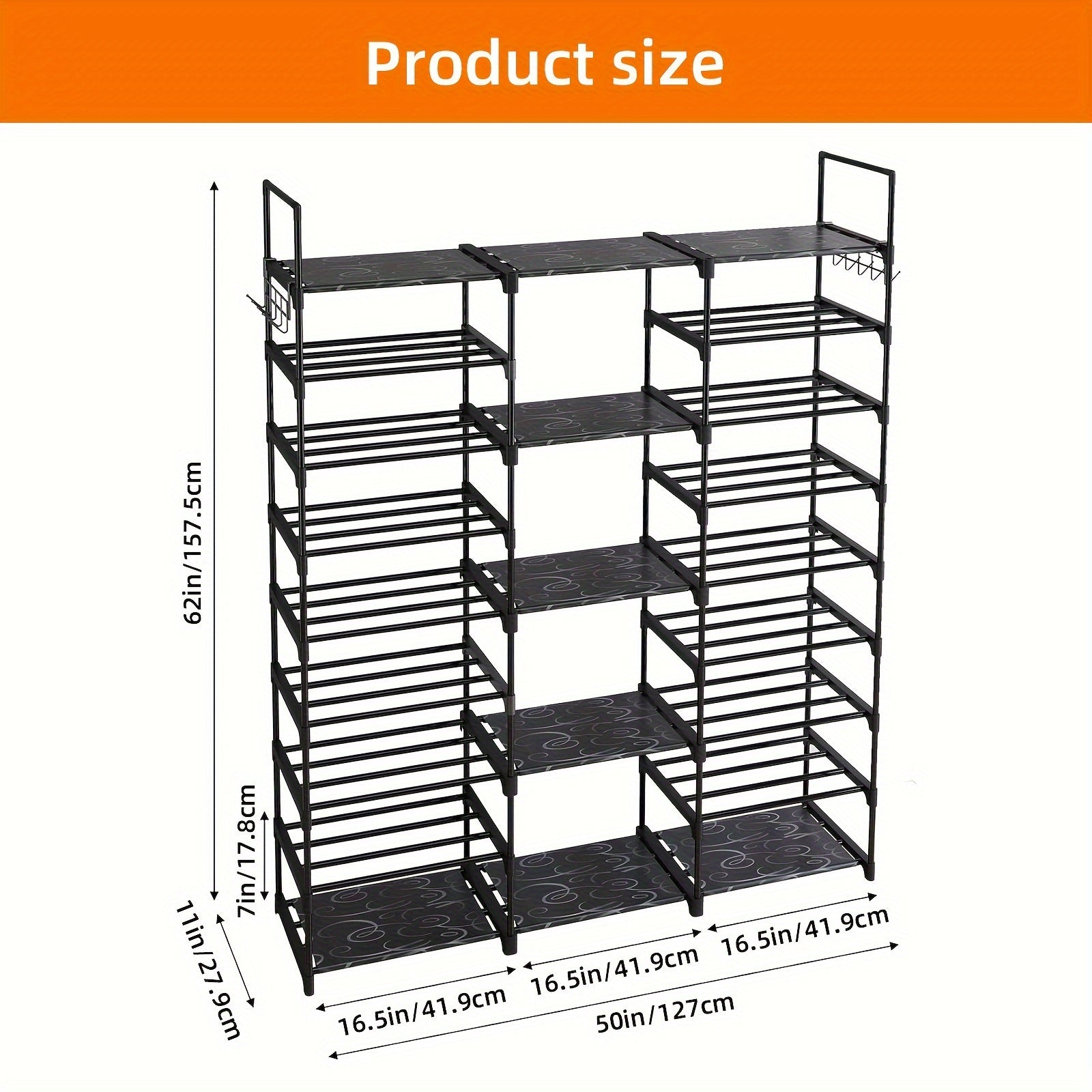 Multi-Layer Shoe Rack Organizer With Entryway Hooks