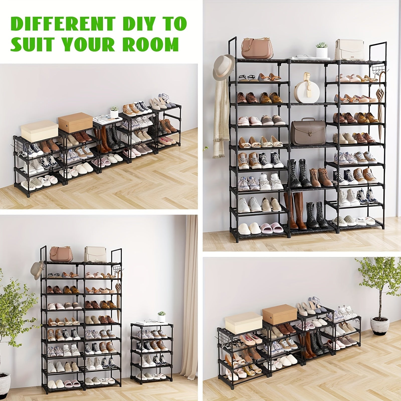 Multi-Layer Shoe Rack Organizer With Entryway Hooks