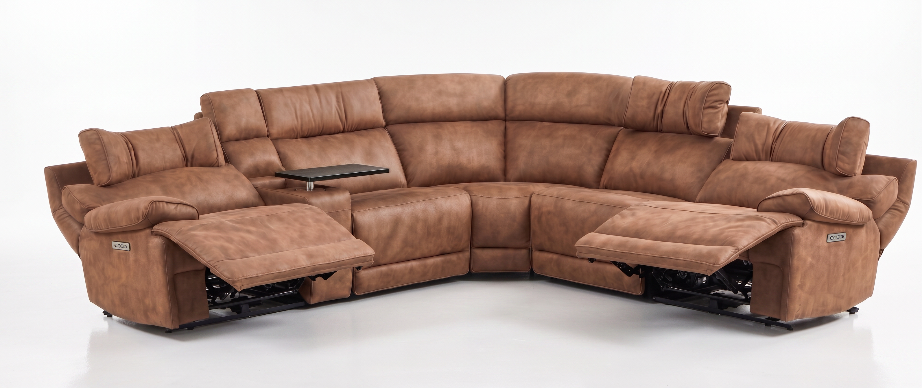 MaxView Media Mocha 6-Piece Power Reclining Sectional with Immersive Sound System