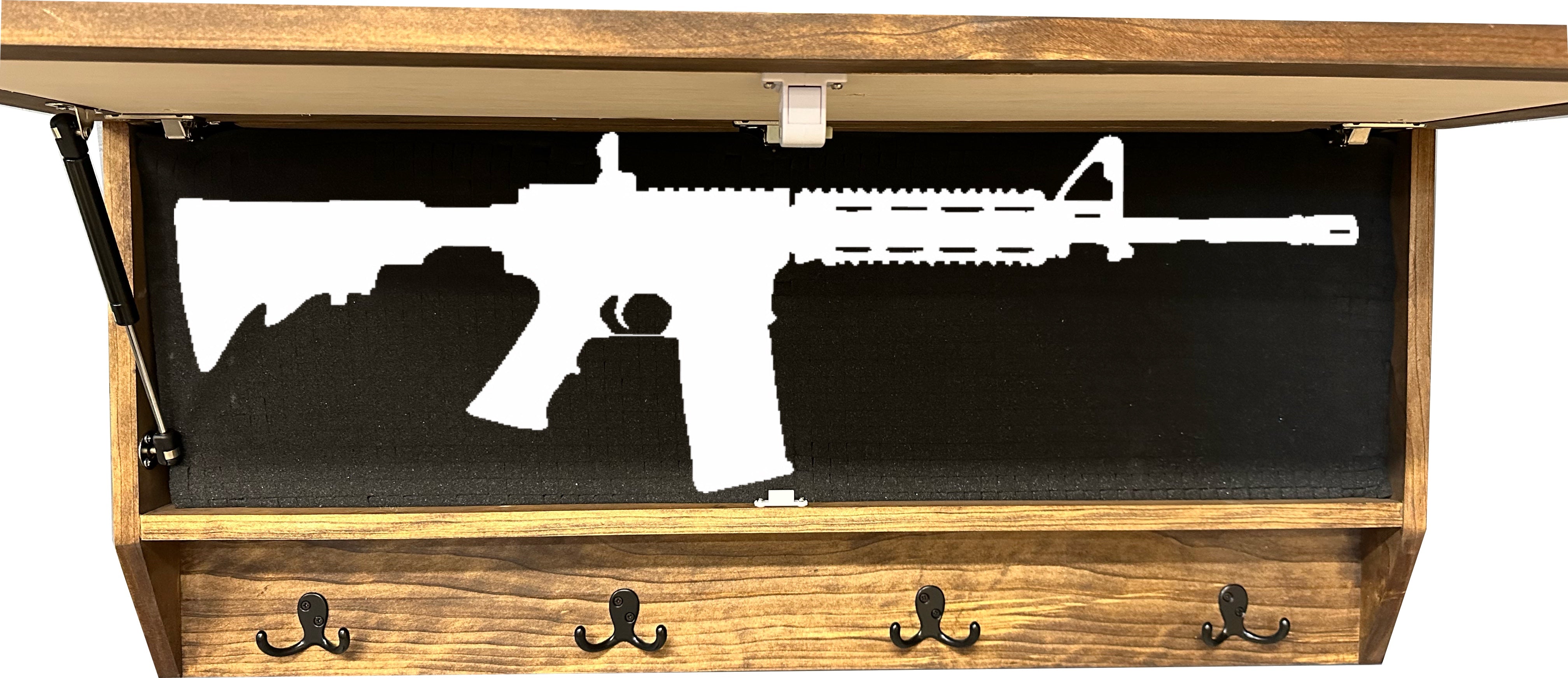 Mountain Scene Welcome Concealment Decor - Handcrafted Wooden Gun Cabinets - Gun Shelf Hidden Storage for Rifles, Shotguns, & Handguns - Quick Access Hidden Wall Safe