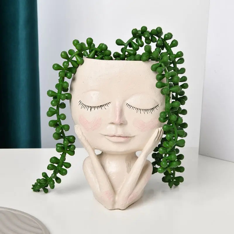 Creative Girl Face Vase Decorative Home Ornament Gift