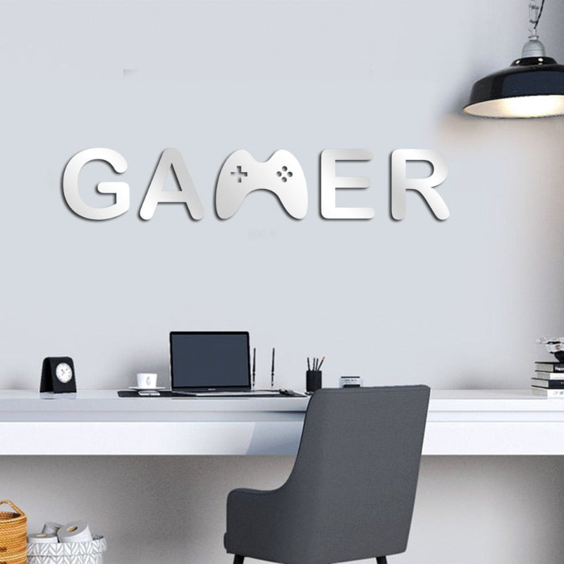 Acrylic Gamer Wall Decal Decorative Mirror Sticker