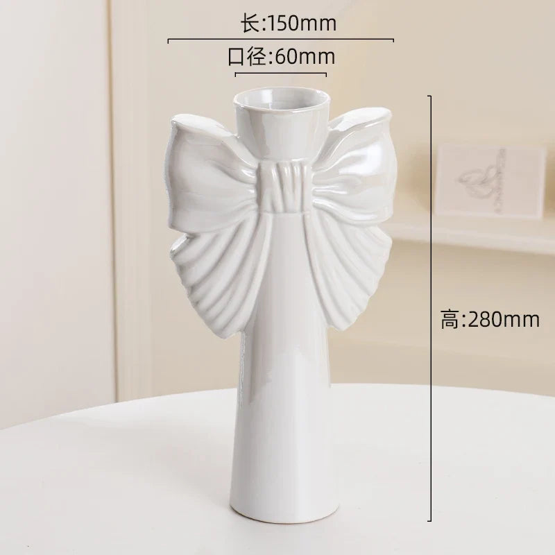 28cm Minimalist Bow Ceramic Vase Home Decor