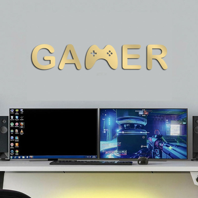 Acrylic Gamer Wall Decal Decorative Mirror Sticker