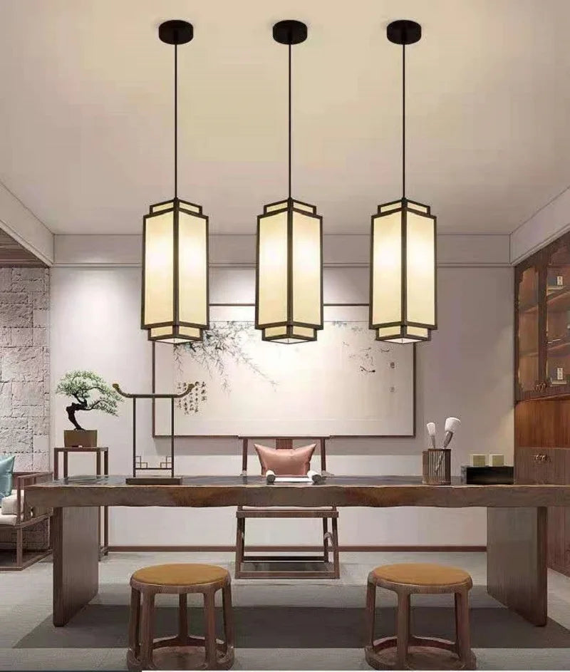 Modern Chinese Fabric Pendant Light Living Room Chandelier
