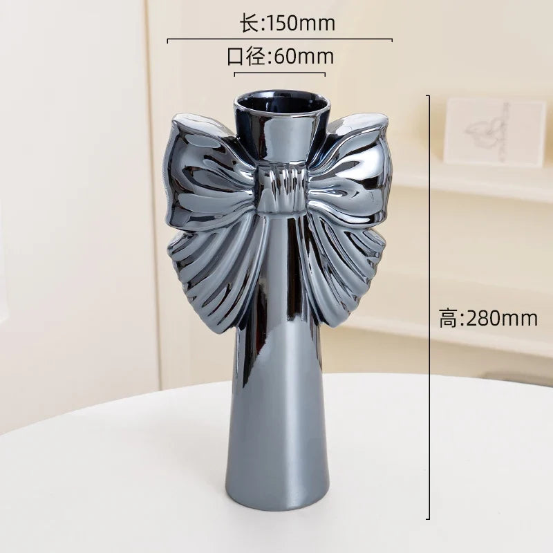 28cm Minimalist Bow Ceramic Vase Home Decor