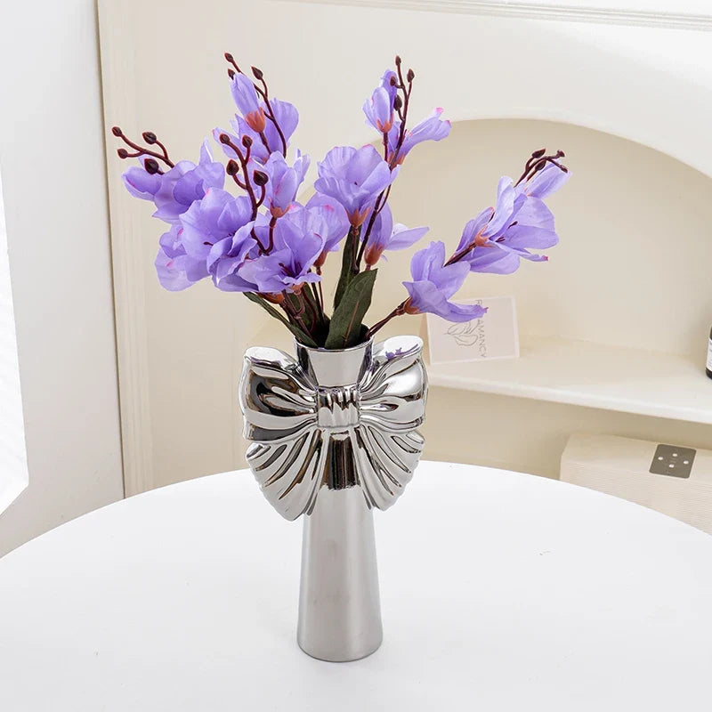 28cm Minimalist Bow Ceramic Vase Home Decor