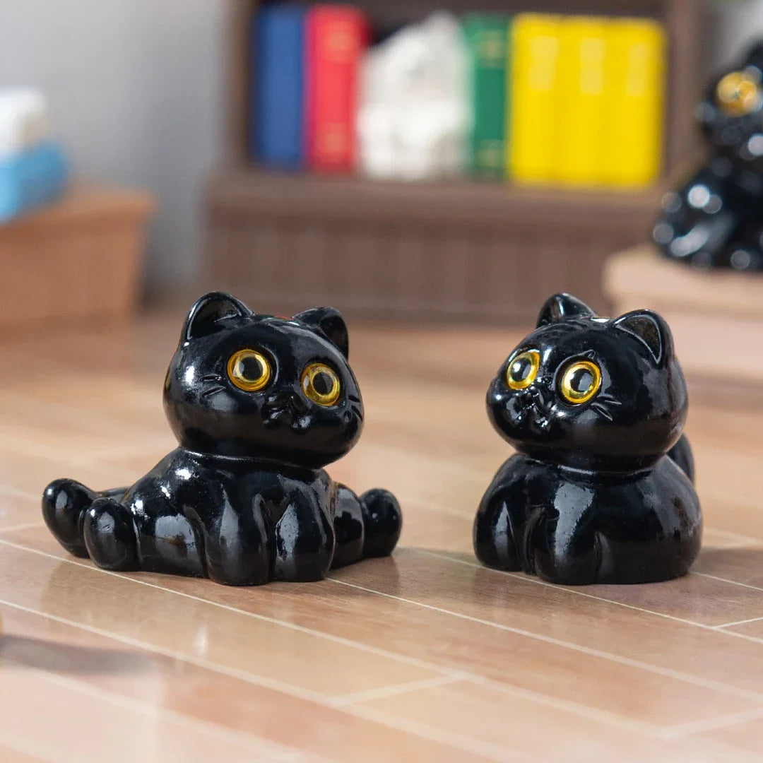 Black Cat Resin Mini Figurines Desktop Decoration Set