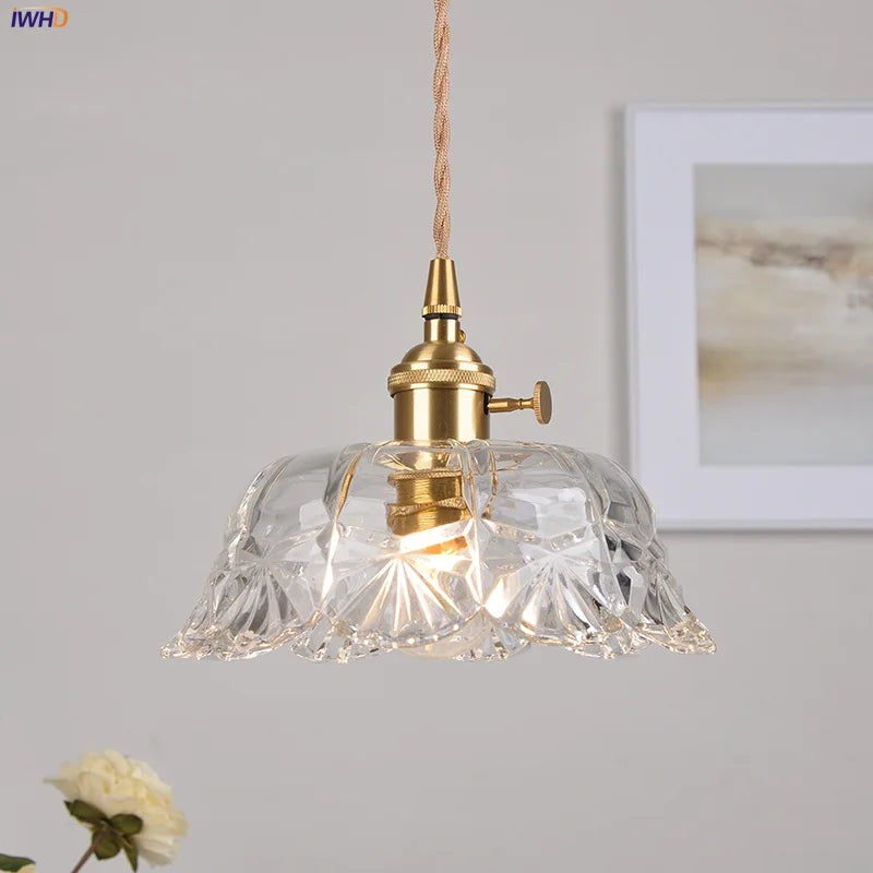 IWHD Clear Glass LED Pendant Lights Dining Living Room Cafe Brass Nordic Modern Simple Home Decor Hanging Lamp Lamparas Colgante