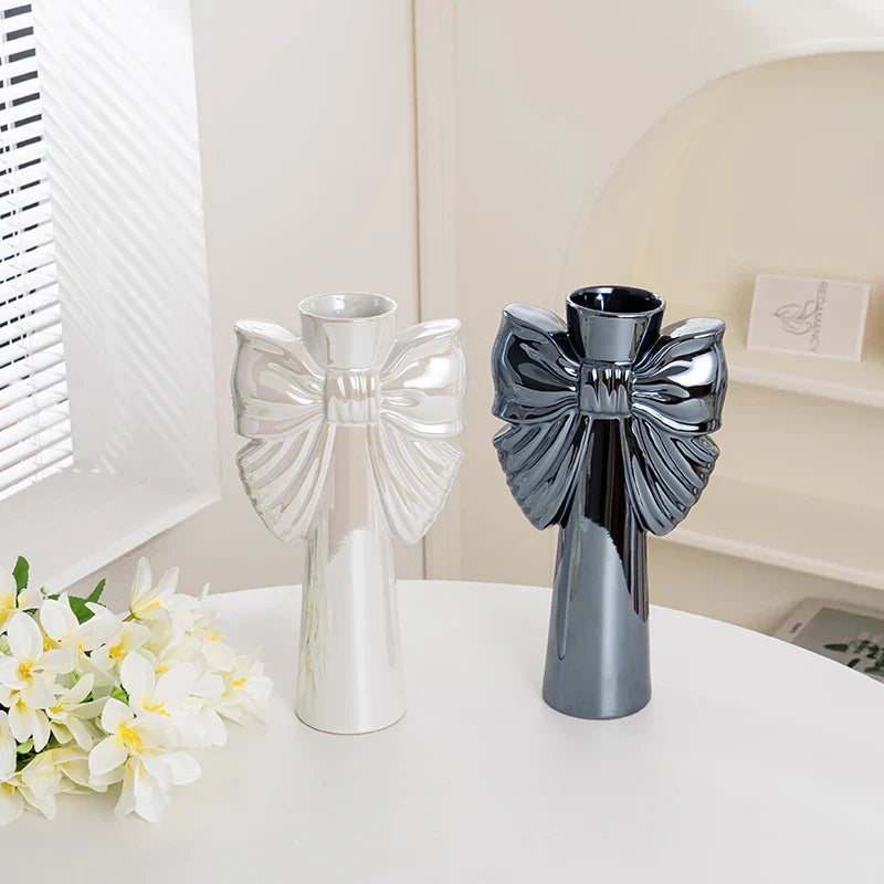 28cm Minimalist Bow Ceramic Vase Home Decor