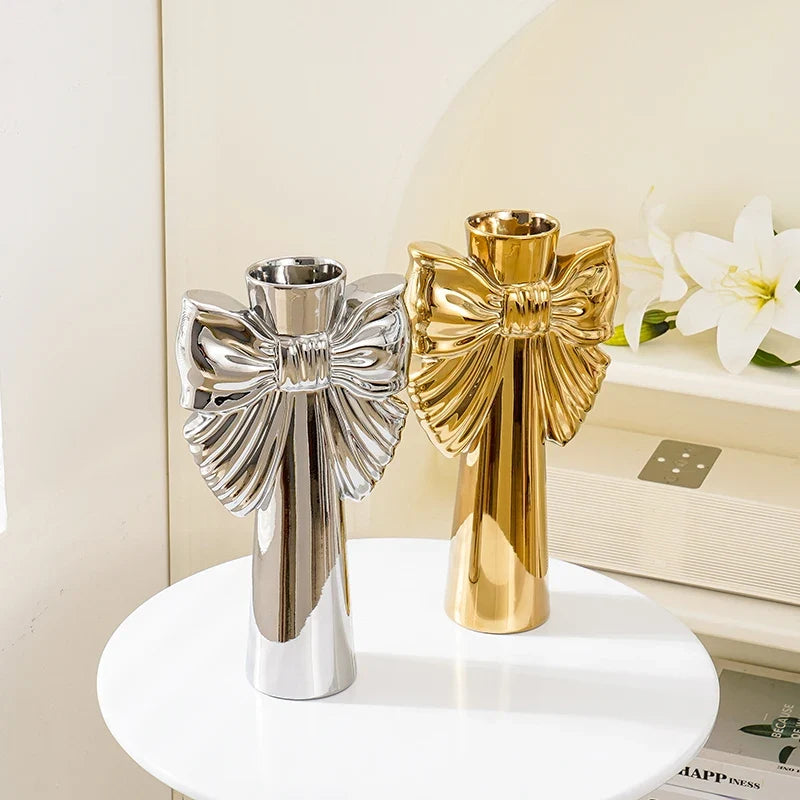28cm Minimalist Bow Ceramic Vase Home Decor