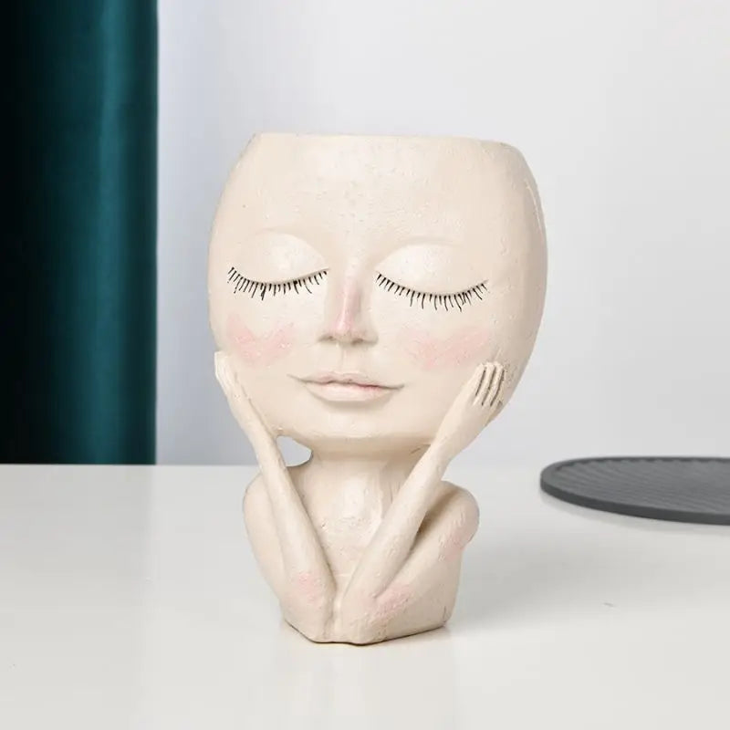 Creative Girl Face Vase Decorative Home Ornament Gift