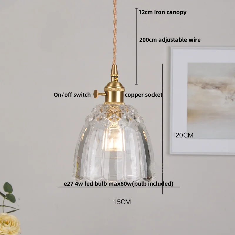 IWHD Clear Glass LED Pendant Lights Dining Living Room Cafe Brass Nordic Modern Simple Home Decor Hanging Lamp Lamparas Colgante