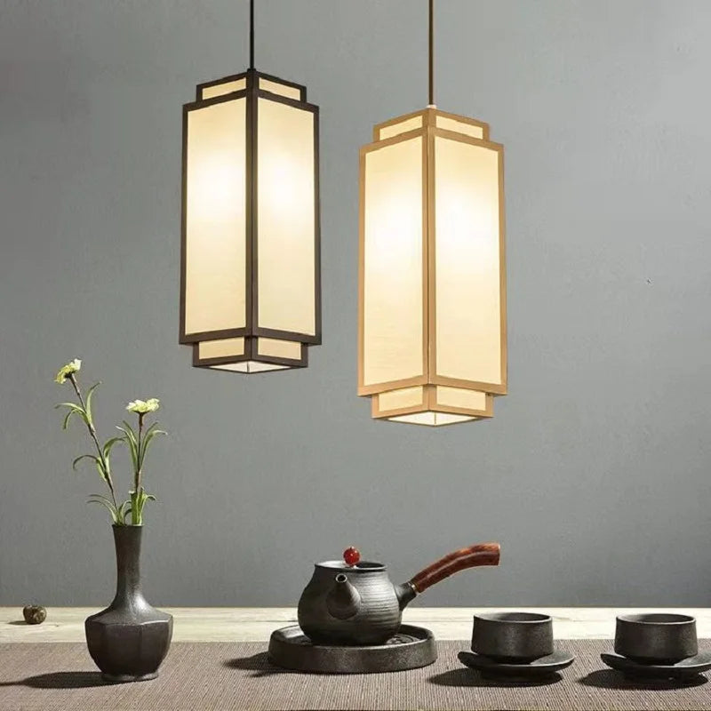 Modern Chinese Fabric Pendant Light Living Room Chandelier