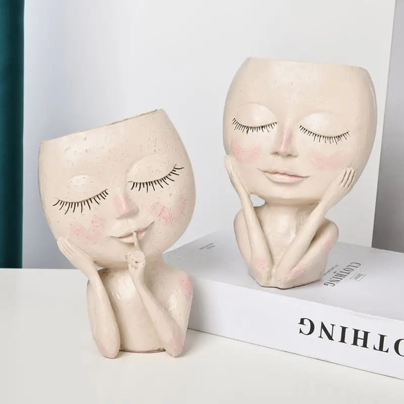 Creative Girl Face Vase Decorative Home Ornament Gift
