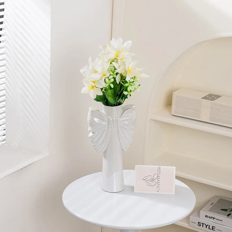 28cm Minimalist Bow Ceramic Vase Home Decor