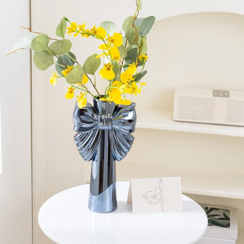 28cm Minimalist Bow Ceramic Vase Home Decor